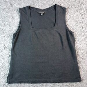 Banana Republic Women's XS Black Ribbed Square Neck Sleeveless Cotton Tank Top
